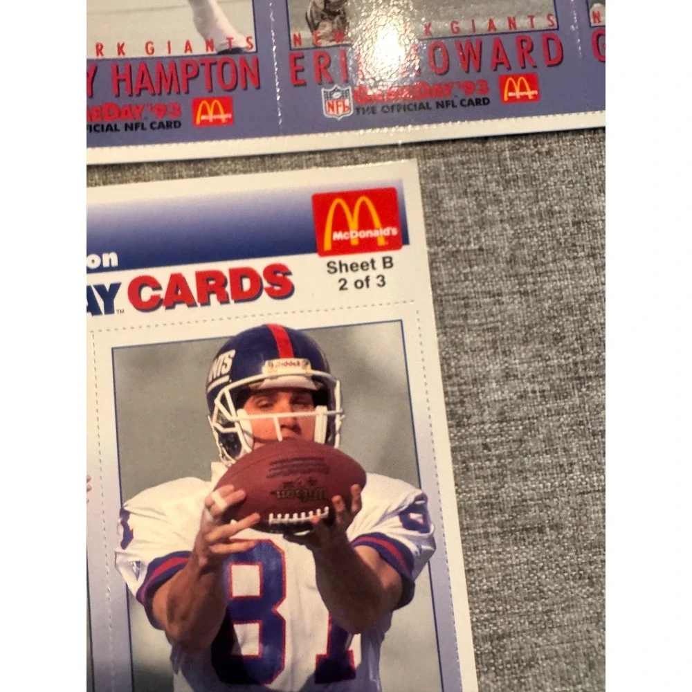 1993 McDonald's NFL Gameday Cards Complete Giants & Jets Uncut Sheet Sets